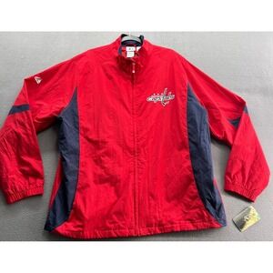 VTG Majestic Washington Capitals Jacket Adult XL Red Navy Full Zip NHL Hockey